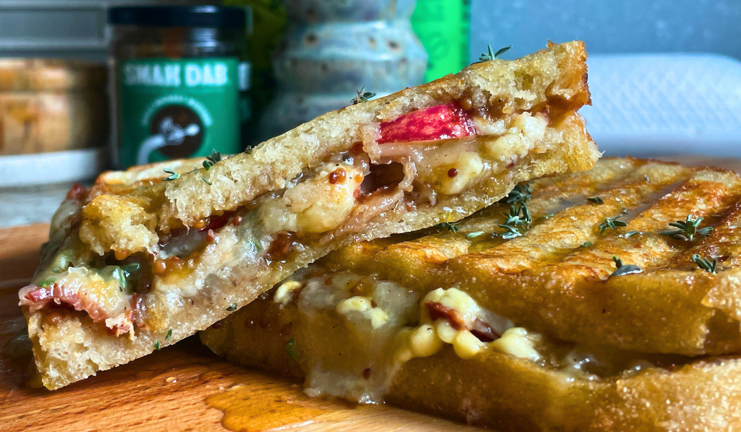 Apple Whiskey, Cheddar, and Bacon Panini