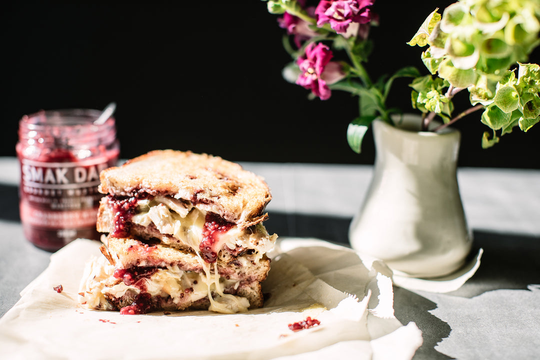 Cranberry Mustard, Turkey + Camembert Grilled Cheese Sandwich