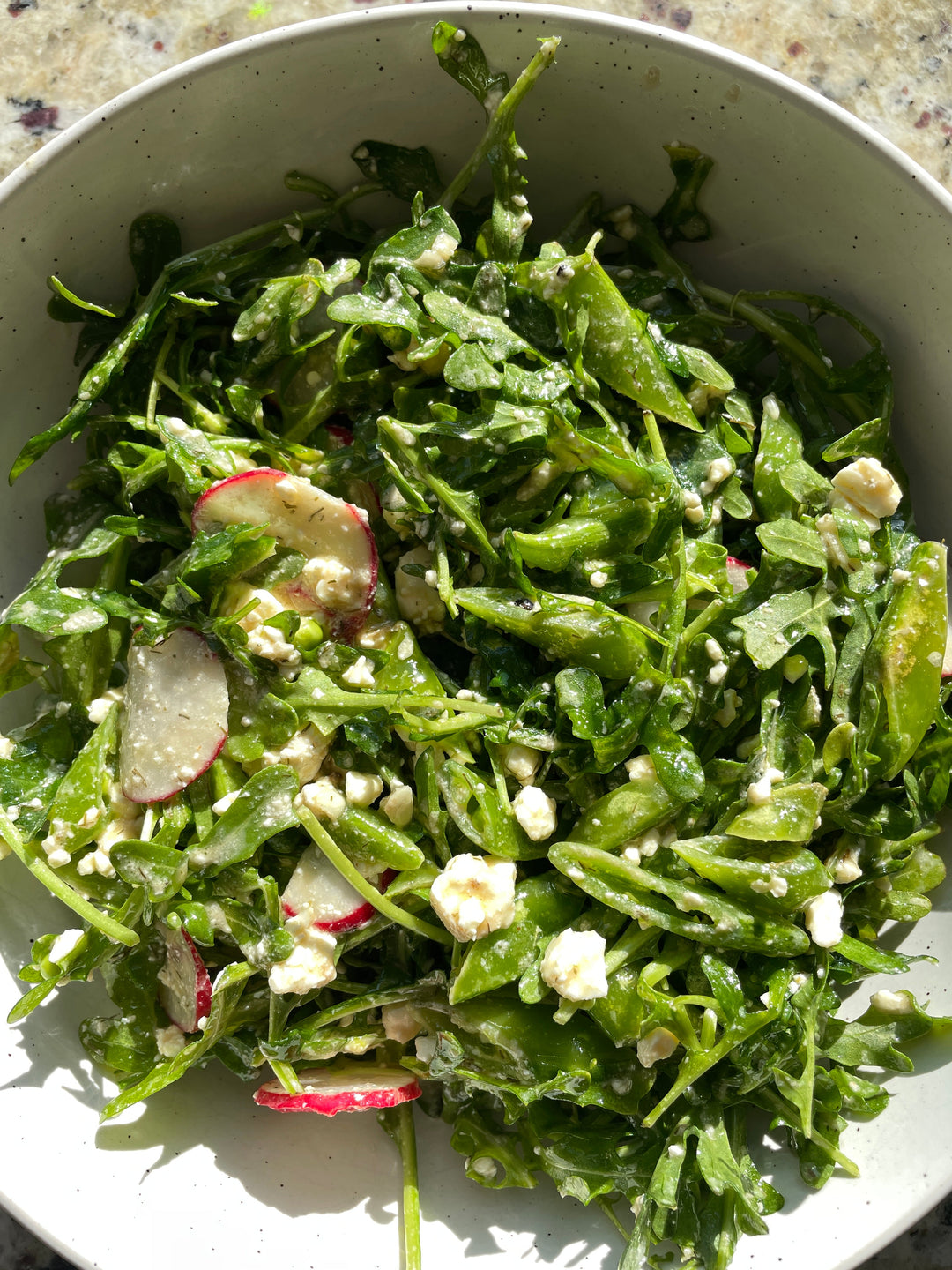 Spring Snap Pea, Arugula, and Feta Salad