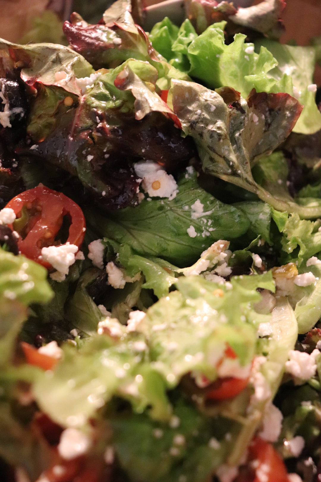 Close up of a salad with Italian Inspired Smak Dab Dressing